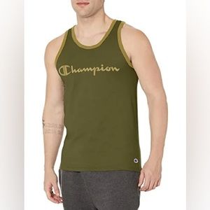 Champion Men's Classic Jersey Tank, Script Logo, Cargo Olive, XXL